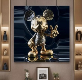 LV-Micky-Maus-Figur Schwarz-Gold Wandbild Modern