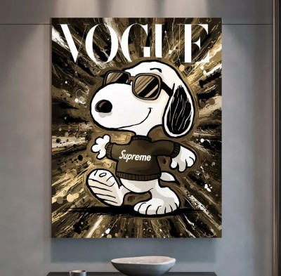 Snoopy Popart Graffiti Supreme Wandbild Gold-Gelb