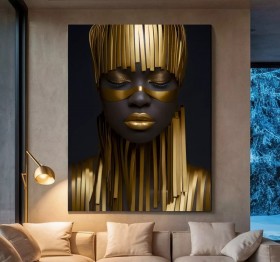 African Beauty Schwarz Gold-Gelb Wandbild Modern