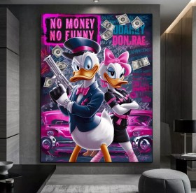 Daisy & Donald Duck No-Money Wandbild Popart Disney