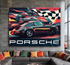 Auto Porsche Rennwagen Retro Style Wandbild