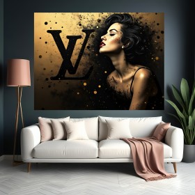 Gold Frau Luxus Bild LV Kunst Leinwand