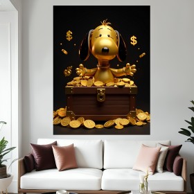 Snoopy Pop Art Gold Schatz Leinwand Bitcoin Dollar Erfolg