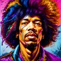 Jimi Hendrix mit bunten Haaren